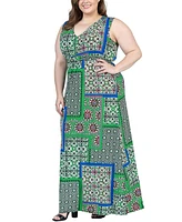 24seven Comfort Apparel Plus Size V Neck Sleeveless Maxi Dress