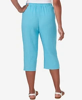 Alfred Dunner Women's Summer Breeze Double Gauze Capri Pants