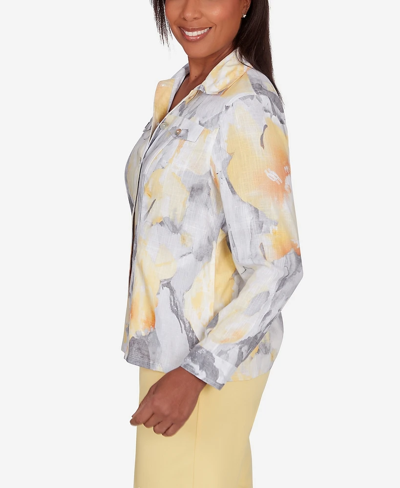 Alfred Dunner Petite Charleston Abstract Watercolor Jacket