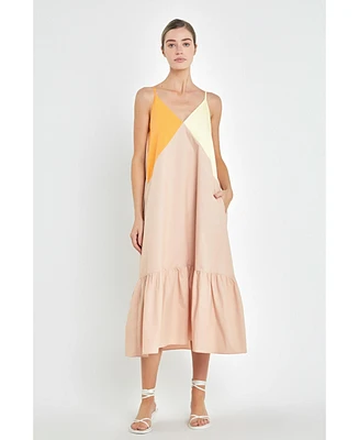 Women's Color Block Maxi Dress