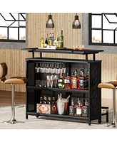 Tribesigns Home Bar Unit with Stemware Racks and Wine Storage Shelves, Wine Bar Cabinet Mini Bar for Home Kitchen Pub