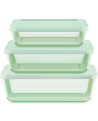 Pyrex Simply Store Tinted 6-Pc Rectangle Storage Set with Plastic Lids