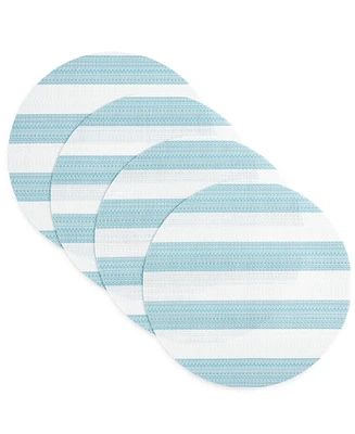 Town & Country Living Basics Cabana Stripe Indoor/Outdoor Placemats 4-Pack Set, Reversible, 15" Round