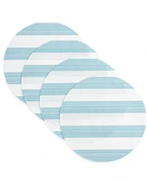 Town & Country Living Basics Cabana Stripe Indoor/Outdoor Placemats 4-Pack Set, Reversible, 15" Round