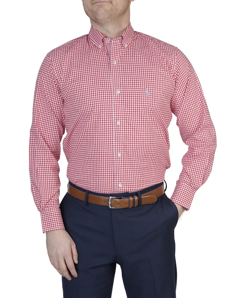 Mini Gingham Cotton Stretch Long Sleeve Shirt