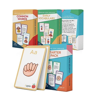 American Sign Language Flash Cards for Toddlers and Beginners - Assorted Pre