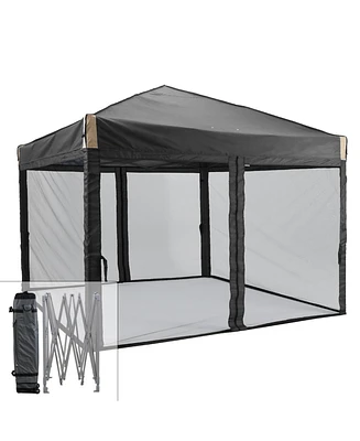 Aoodor Pop Up Canopy Tent with Removable Mesh Sidewalls, Portable Instant Shade Roller Bag