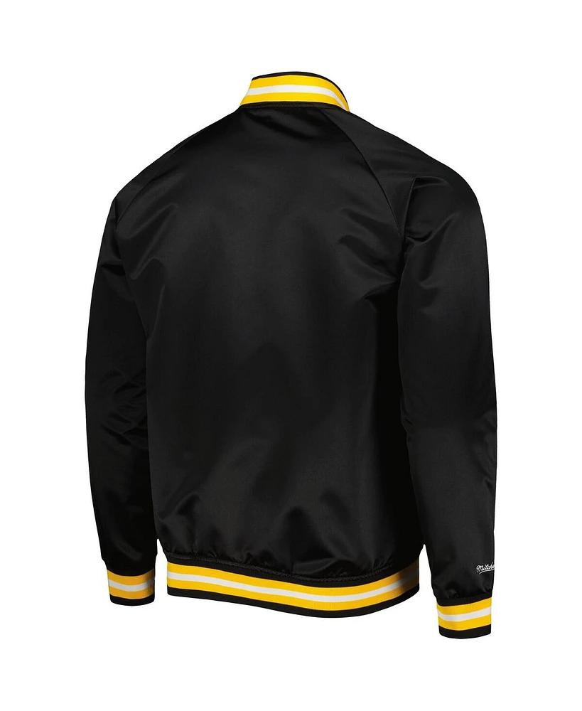 Men's Mitchell & Ness Black Pittsburgh Penguins Satin Full-Snap Varsity Jacket