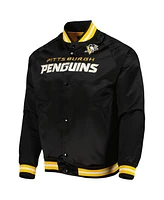 Men's Mitchell & Ness Black Pittsburgh Penguins Satin Full-Snap Varsity Jacket