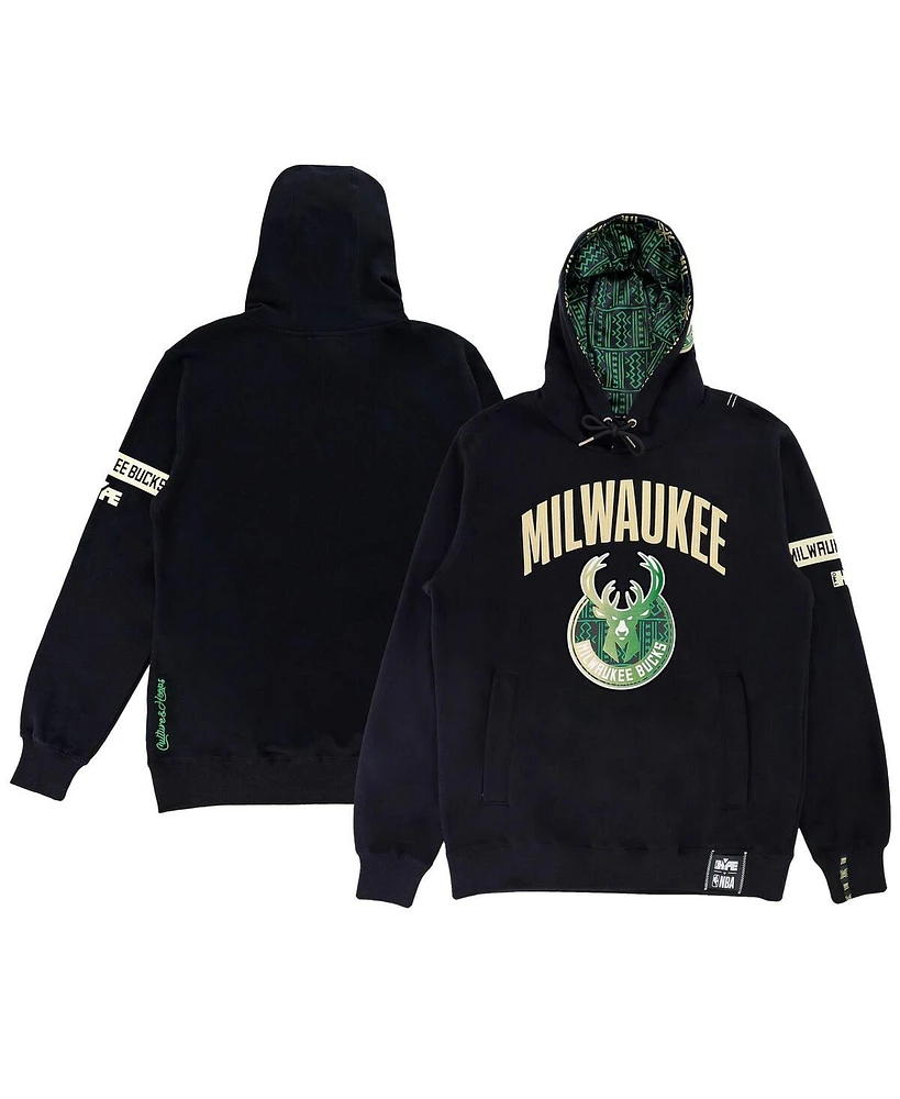 Men's and Women's Nba x Two Hype Black Milwaukee Bucks Culture & Hoops Heavyweight Pullover Hoodie