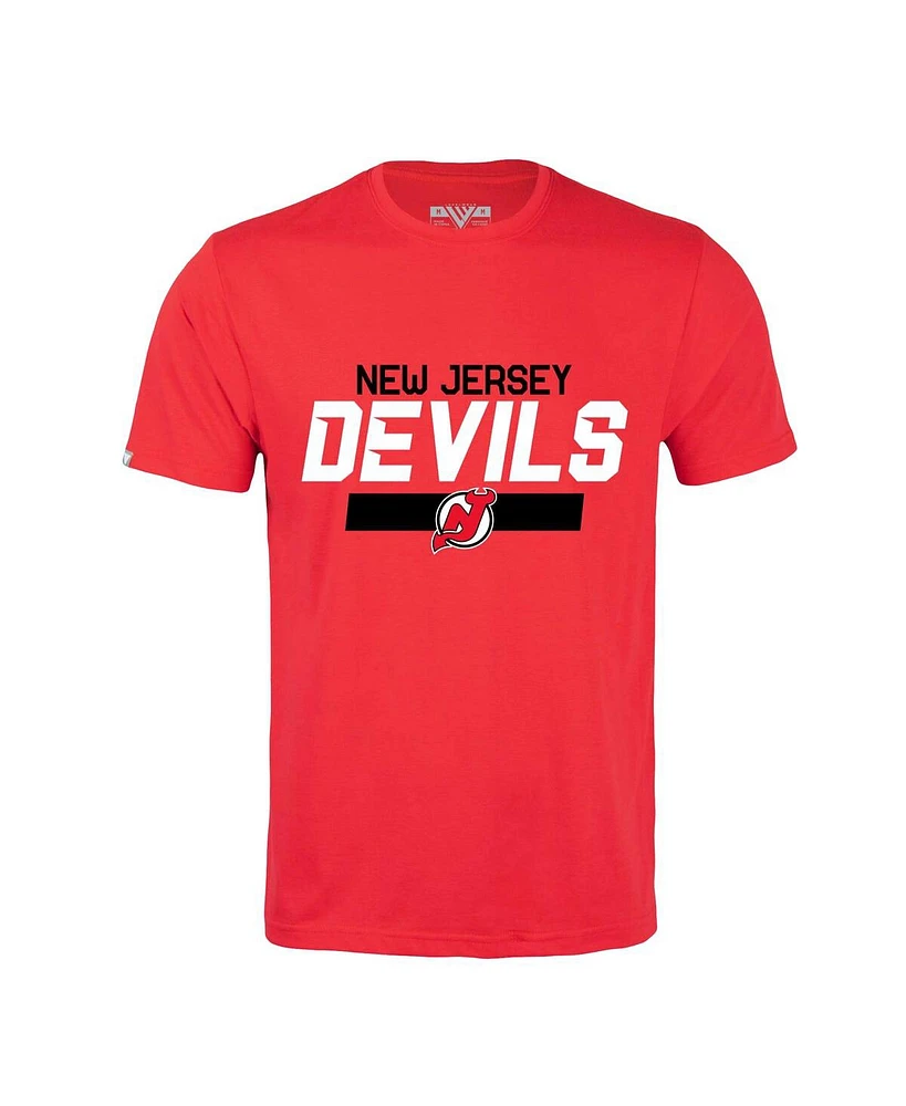 Men's LevelWear Jack Hughes Red New Jersey Devils Richmond Player Name and Number T-shirt