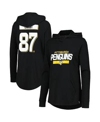Women's LevelWear Sidney Crosby Black Pittsburgh Penguins Vivid Player Name and Number Pullover Hoodie