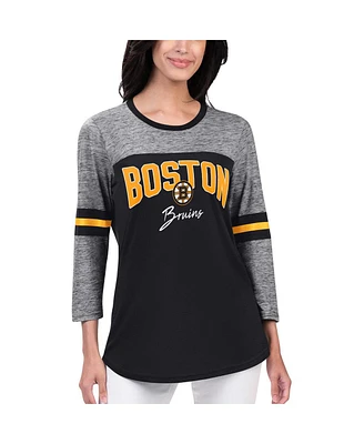 Women's G-iii 4Her by Carl Banks Black Boston Bruins Play The Game 3/4-Sleeve T-shirt