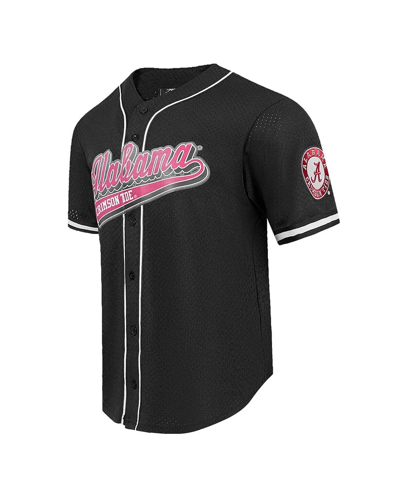 Men's Pro Standard Black Alabama Crimson Tide Mesh Full-Button Replica Baseball Jersey