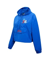 Women's Pro Standard Royal Philadelphia 76ers Classic Wind Woven Cropped Half-Zip Jacket