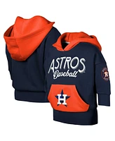 Big Girls Outerstuff Navy Houston Astros Team Practice Fashion Three-Quarter Sleeve Pullover Hoodie