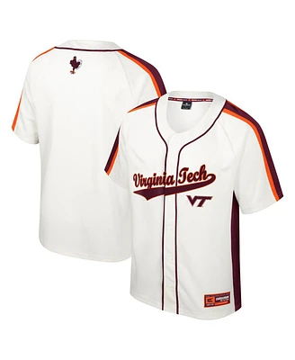 Men's Colosseum Cream Distressed Virginia Tech Hokies Ruth Button-Up Baseball Jersey