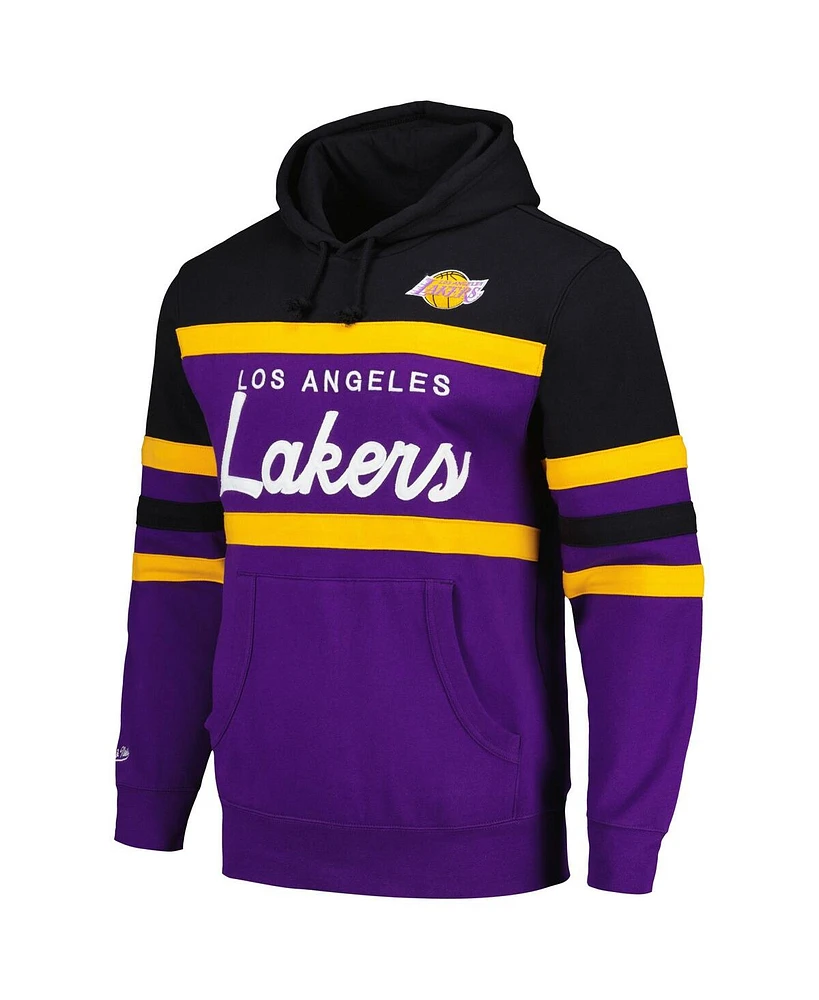 Men's Mitchell & Ness Purple, Black Los Angeles Lakers Head Coach Pullover Hoodie