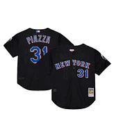 Men's Mitchell & Ness Mike Piazza Black Distressed New York Mets Cooperstown Collection 2000 Batting Practice Jersey