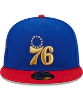 Men's New Era Royal, Red Philadelphia 76ers Gameday Gold Pop Stars 59FIFTY Fitted Hat