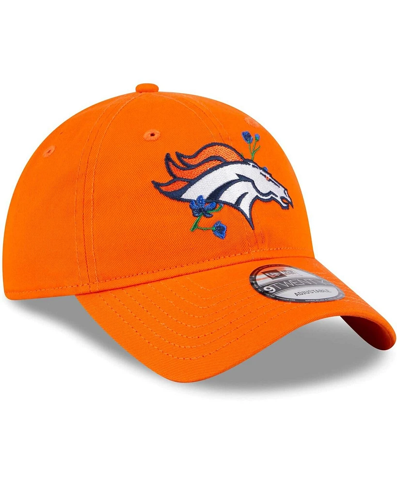Women's New Era Orange Denver Broncos Gameday Flower 9TWENTY Adjustable Hat