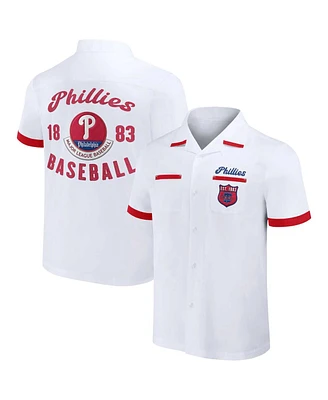 Men's Darius Rucker Collection By Fanatics White Philadelphia Phillies Bowling Button-Up Shirt