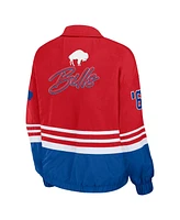 Women's Wear by Erin Andrews Red Distressed Buffalo Bills Vintage-Like Throwback Windbreaker Full-Zip Jacket