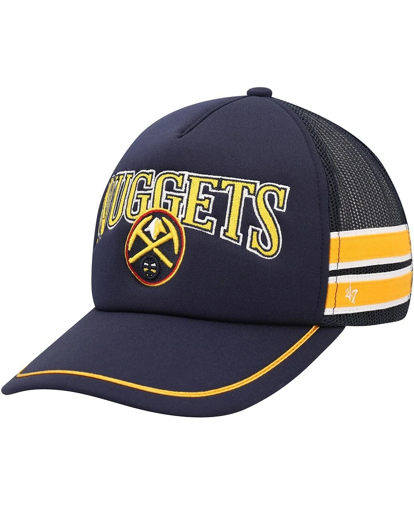 Men's '47 Brand Navy Denver Nuggets Sidebrand Stripes Trucker Adjustable Hat