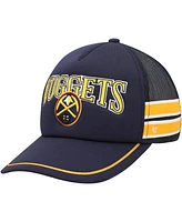 Men's '47 Brand Navy Denver Nuggets Sidebrand Stripes Trucker Adjustable Hat