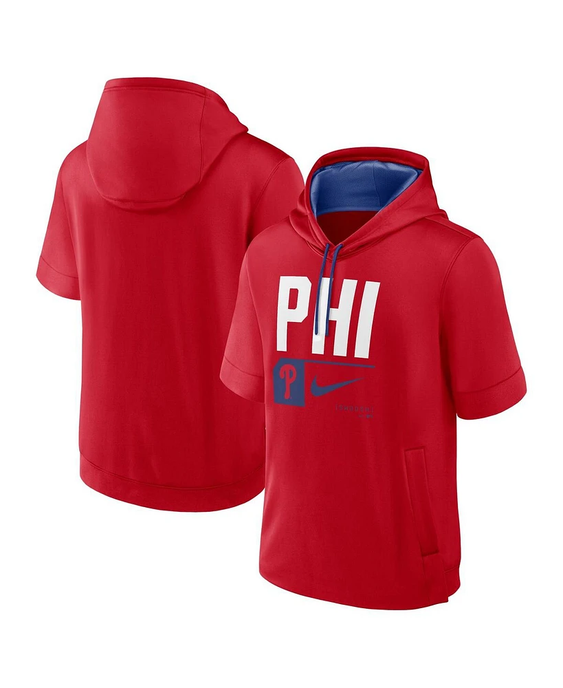 Men's Nike Red Philadelphia Phillies Tri Code Lockup Short Sleeve Pullover Hoodie