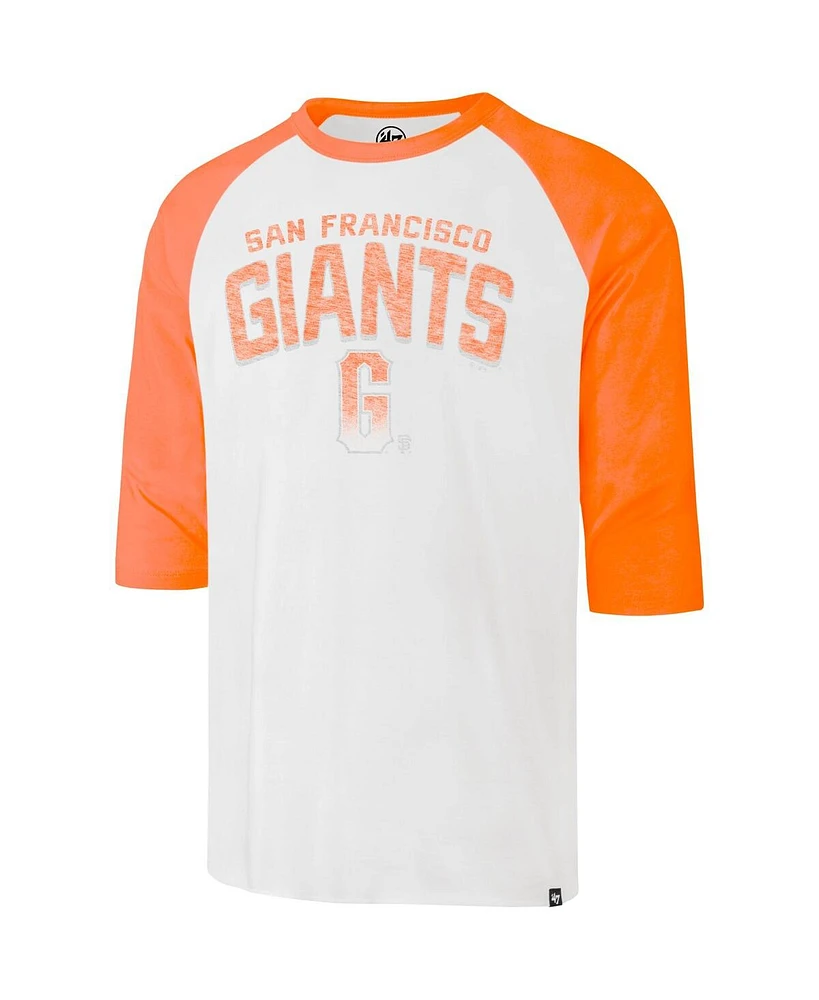 Men's '47 Brand Cream Distressed San Francisco Giants City Connect Crescent Franklin Raglan Three-Quarter Sleeve T-shirt