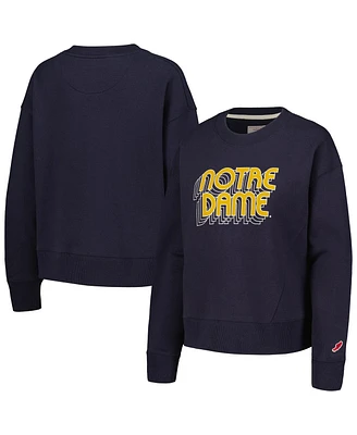 Women's League Collegiate Wear Navy Notre Dame Fighting Irish Boxy Pullover Sweatshirt