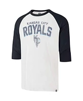 Men's '47 Brand Cream Distressed Kansas City Royals Connect Crescent Franklin Raglan Three-Quarter Sleeve T-shirt