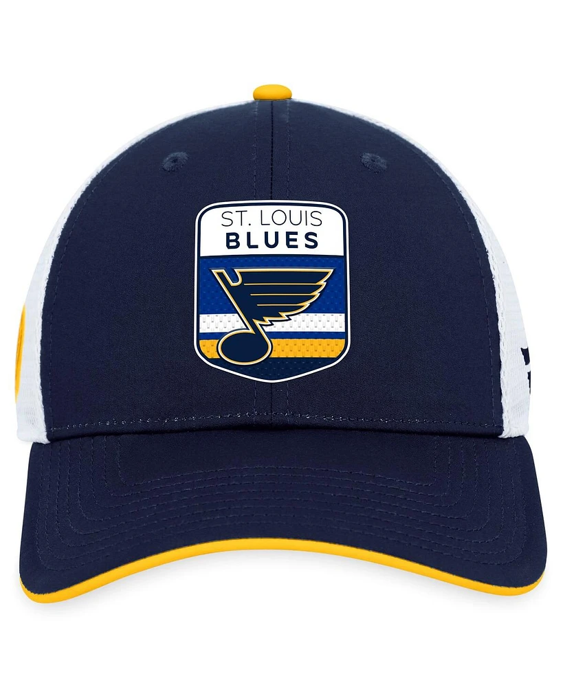 Men's Fanatics Navy St. Louis Blues 2023 Nhl Draft On Stage Trucker Adjustable Hat