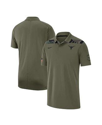 Men's Nike Olive Texas Longhorns 2023 Sideline Coaches Military-Inspired Pack Performance Polo Shirt
