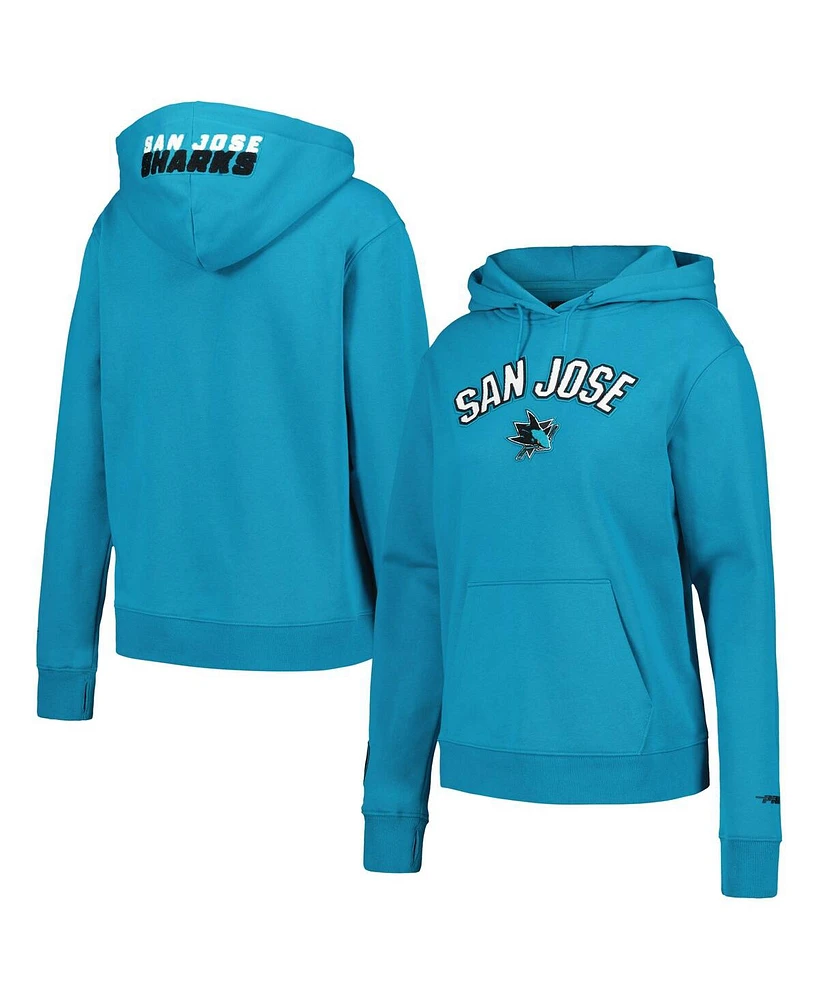 Women's Pro Standard Teal San Jose Sharks Classic Chenille Pullover Hoodie