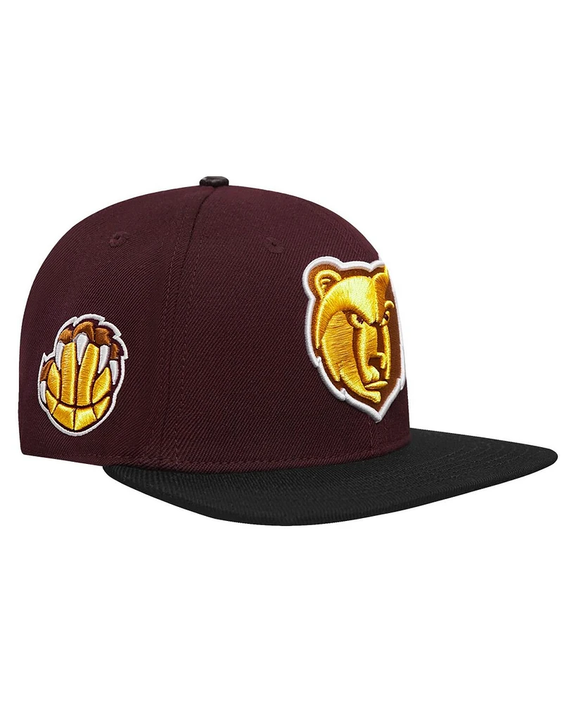 Men's Pro Standard Maroon, Black Memphis Grizzlies Gold Rush 2-Tone Snapback Hat