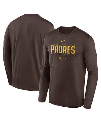 Men's Nike Brown San Diego Padres Authentic Collection Team Logo Legend Performance Long Sleeve T-shirt