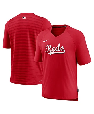 Men's Nike Red Cincinnati Reds Authentic Collection Pregame Raglan Performance V-Neck T-shirt