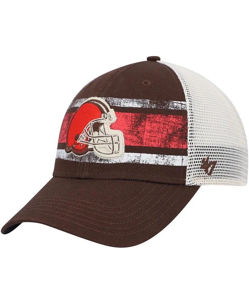 Men's '47 Brand Brown, White Distressed Cleveland Browns Interlude Mvp Trucker Snapback Hat