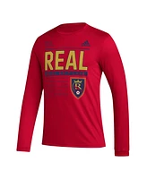 Men's adidas Red Real Salt Lake Club Dna Long Sleeve Aeroready T-shirt