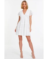 Quiz Plus Size V-Neck Frill Sleeve Tunic Dress