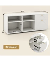 Costway Torage Cabinet with 2 Drawers 4 Cubes Adjustable Feet Floor Display Cabinet