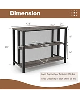 Costway 3-Tier Industrial Metal Frame Corner Bookcase with Adjustable Shelves Rustic