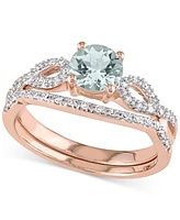 Aquamarine (5/8 ct. t.w.) & Diamond (1/6 Infinity Bridal Set 10k Rose Gold