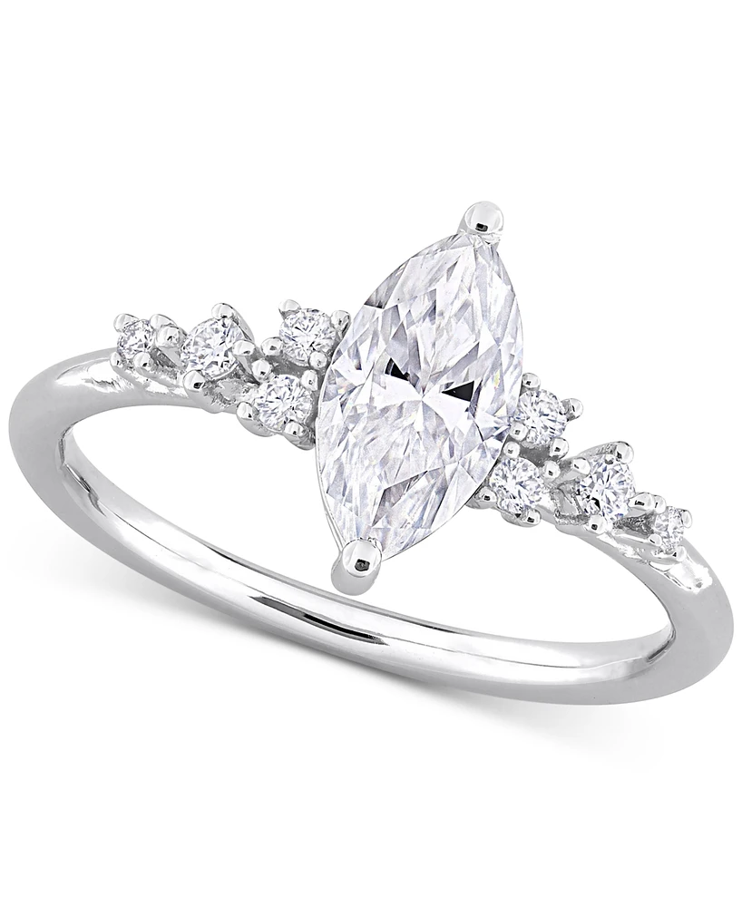 Moissanite (1-1/8 ct. t.w.) Marquise-Cut Engagement Ring Sterling Silver