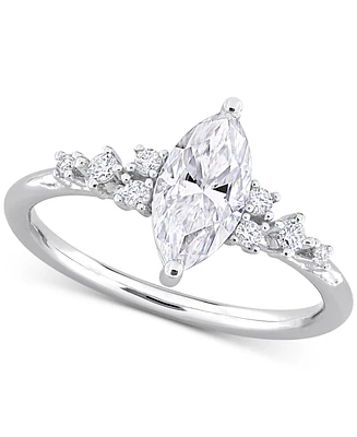Moissanite (1-1/8 ct. t.w.) Marquise-Cut Engagement Ring in Sterling Silver