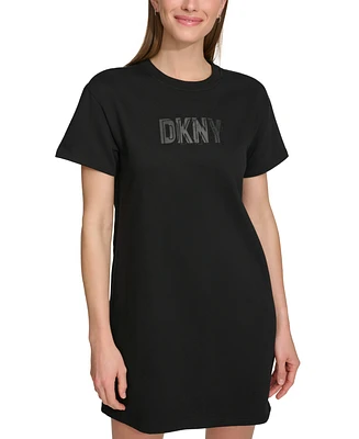Dkny Women's Short-Sleeve Long Logo T-Shirt Dress
