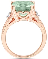 Green Quartz (5-1/2 ct. t.w.) & White Topaz (1/20 Statement Ring 18k Rose Gold-Flash Sterling Silver