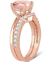 Morganite (1-3/4 ct. t.w.) & Lab-Grown White Sapphire (3/8 Bridal Set 10k Rose Gold